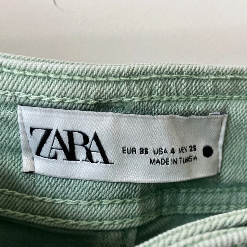 ZARA The Marine Straight Leg High Rise Relaxed Fit Flare Light Green Women’s 4 - Picture 2 of 7